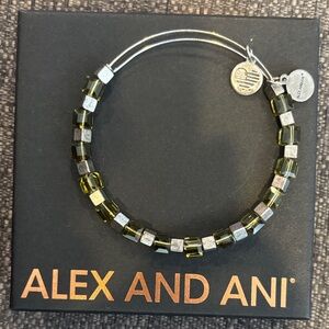 Alex and Ani silver and Green gem bracelet